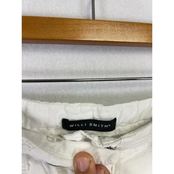 Woman's Willi Smith White Wide Leg Linen Blend Pants - Size 8 Beachy Resort - Picture 11 of 15